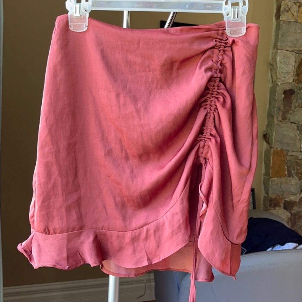 GLASSONS- silk slip skirt with tie.